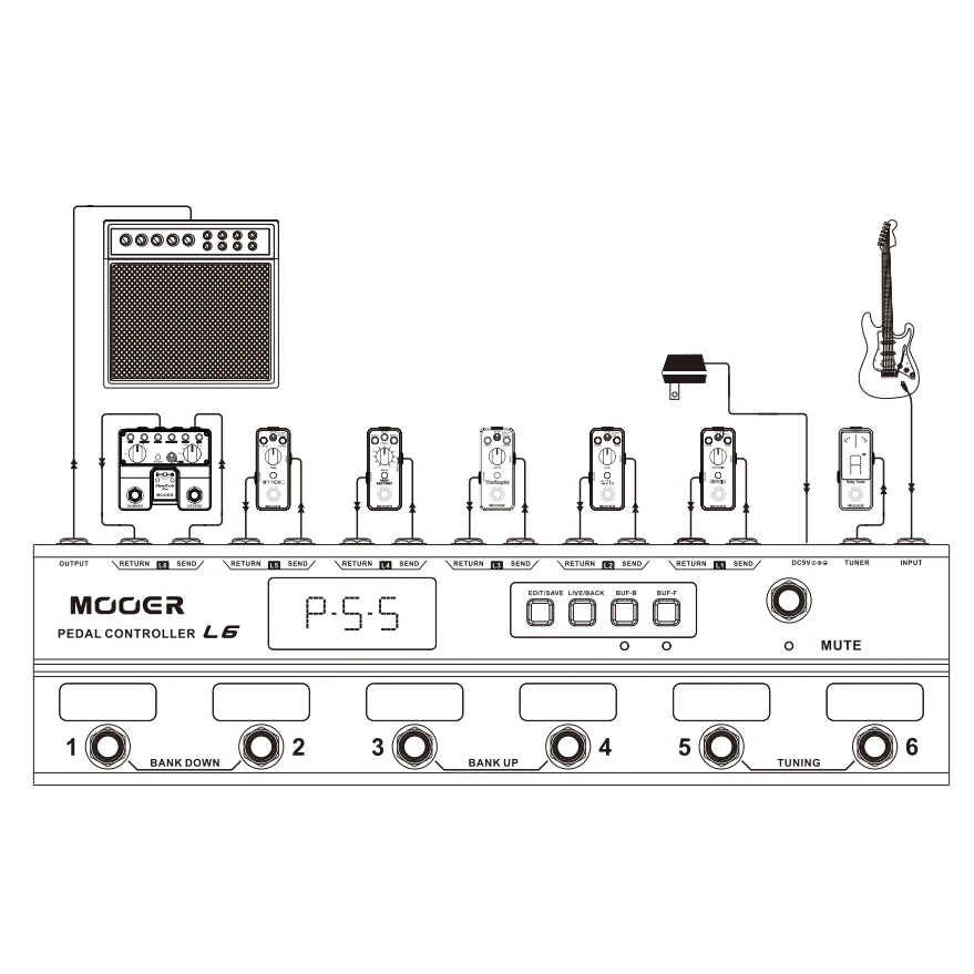 Mooer PCL6 регулятор педали программируемый Loopswitcher с 6 петлями L6 PL6 с бесплатным разъемом