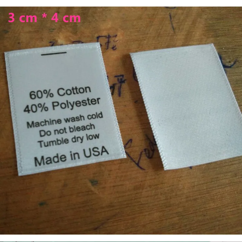 Атласная лента 100 шт. сделано в Австралии/США бирка для стирки белая по уходу