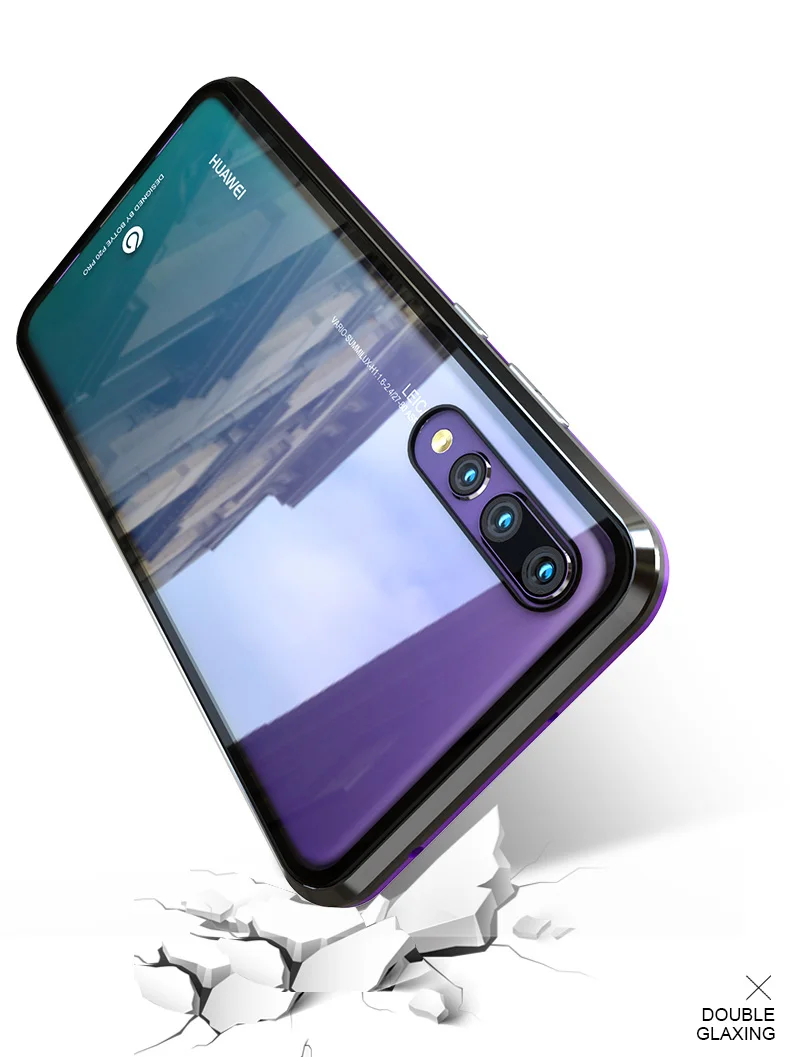 Роскошный полный корпус Магнитный чехол для huawei P20 Pro чехол 360 прозрачное стекло задняя откидная крышка для huawei P20Pro чехол противоударный