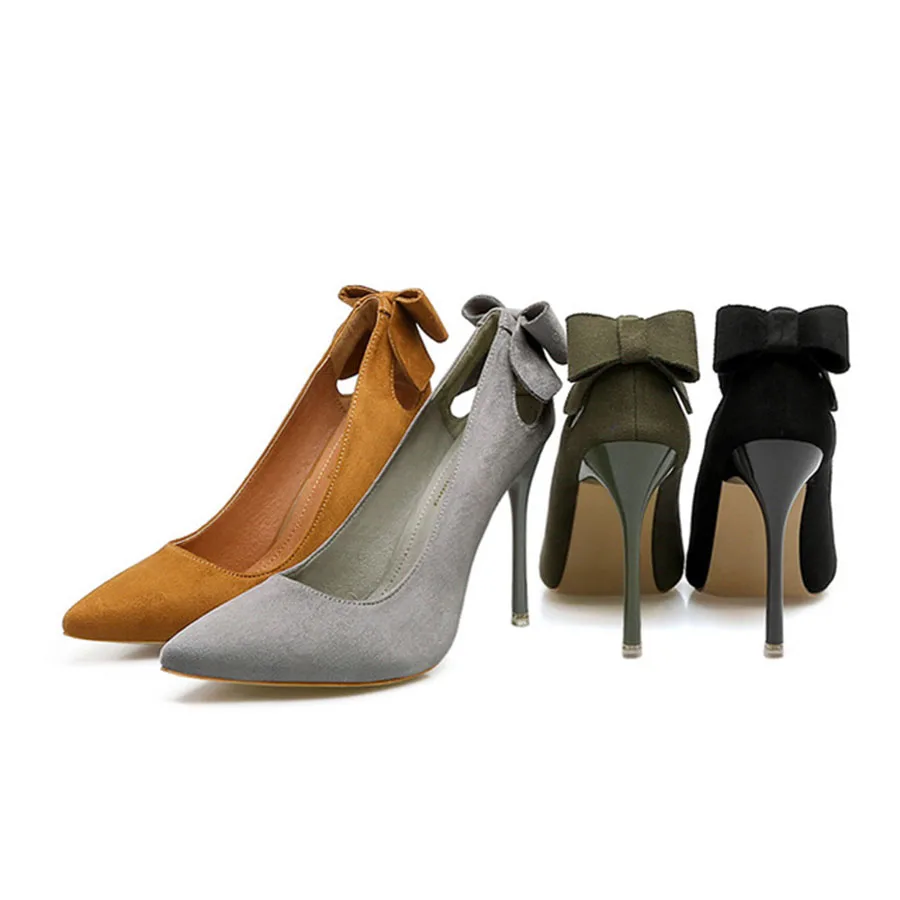Хит продаж Женские тонкие туфли на высоком каблуке Замшевые пикантные шпильке с