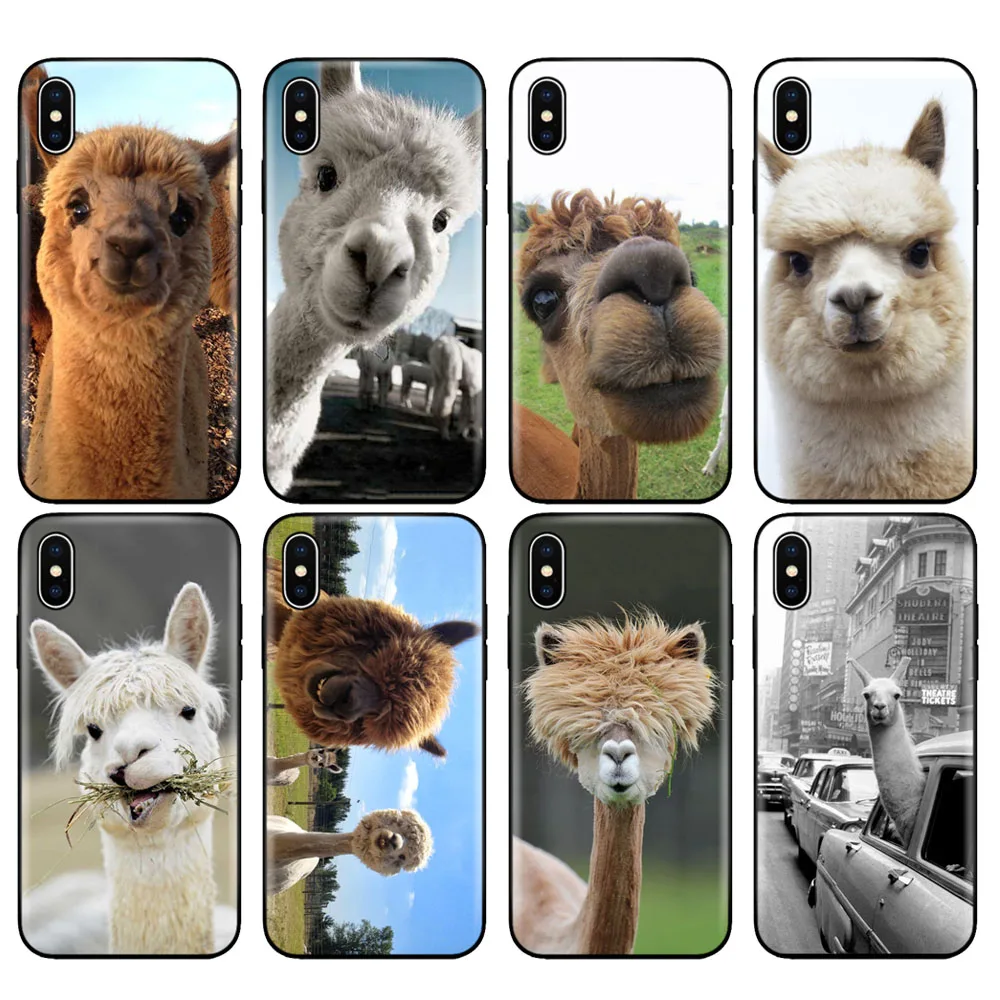 Черный чехол из термополиуретана для iphone 5 6 6s 7 8 plus x 10 XR XS 11 pro MAX alpacas