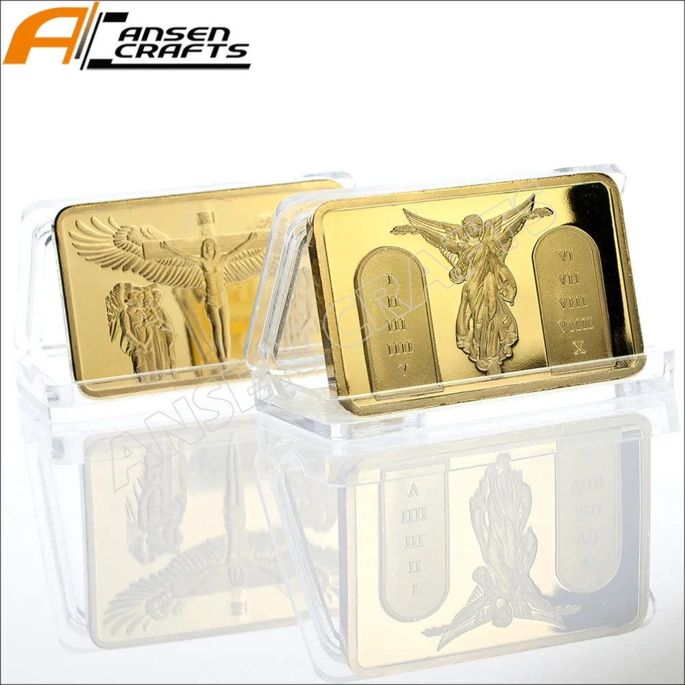 Распятие Иисуса ангелов с десятью коммантами слиток слитка|ingot|ingot goldingot gold bar |