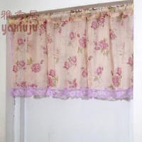 free shipping purple yarn tulle gauze floral lace coffee short curtain kitchen curtains for living room bedroom blinds 50150cm