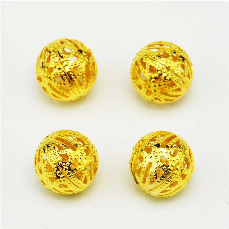 Круглые металлические бусины шармы с отверстиями 4/6/8/10/12/14/16/18 мм|beads charms|round ballhollow