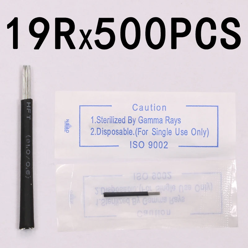 

500 шт., 19 круглых черных игл для ручки, полуперманентный макияж, ручка для тумана, игла R19 для микроблейдинга, иглы для бровей