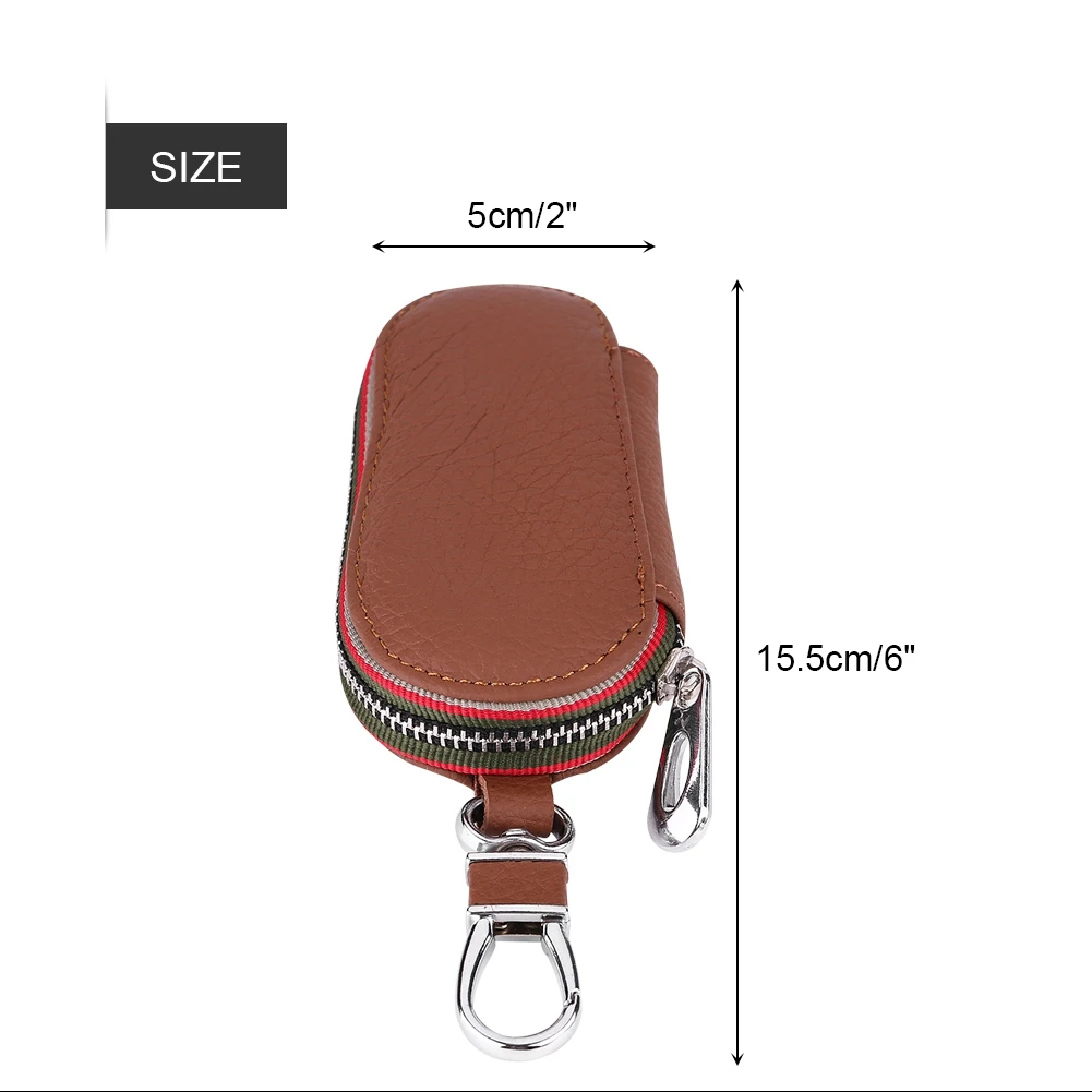 

Universal Car Auto PU Leather Zipper Key Case Holder Storage Bag Cover Designed With Safety Key Chain Inside For Most Cars