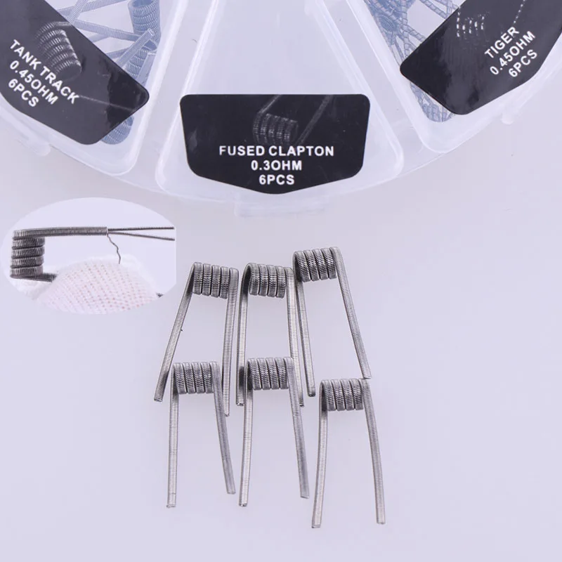 XFKM 8 In 1 Prebuilt Coil Box Kit Hive track Quad Tiger Fused Clapton Mix twisted Ribbon twist premade wires Diy RDA Atomizer |