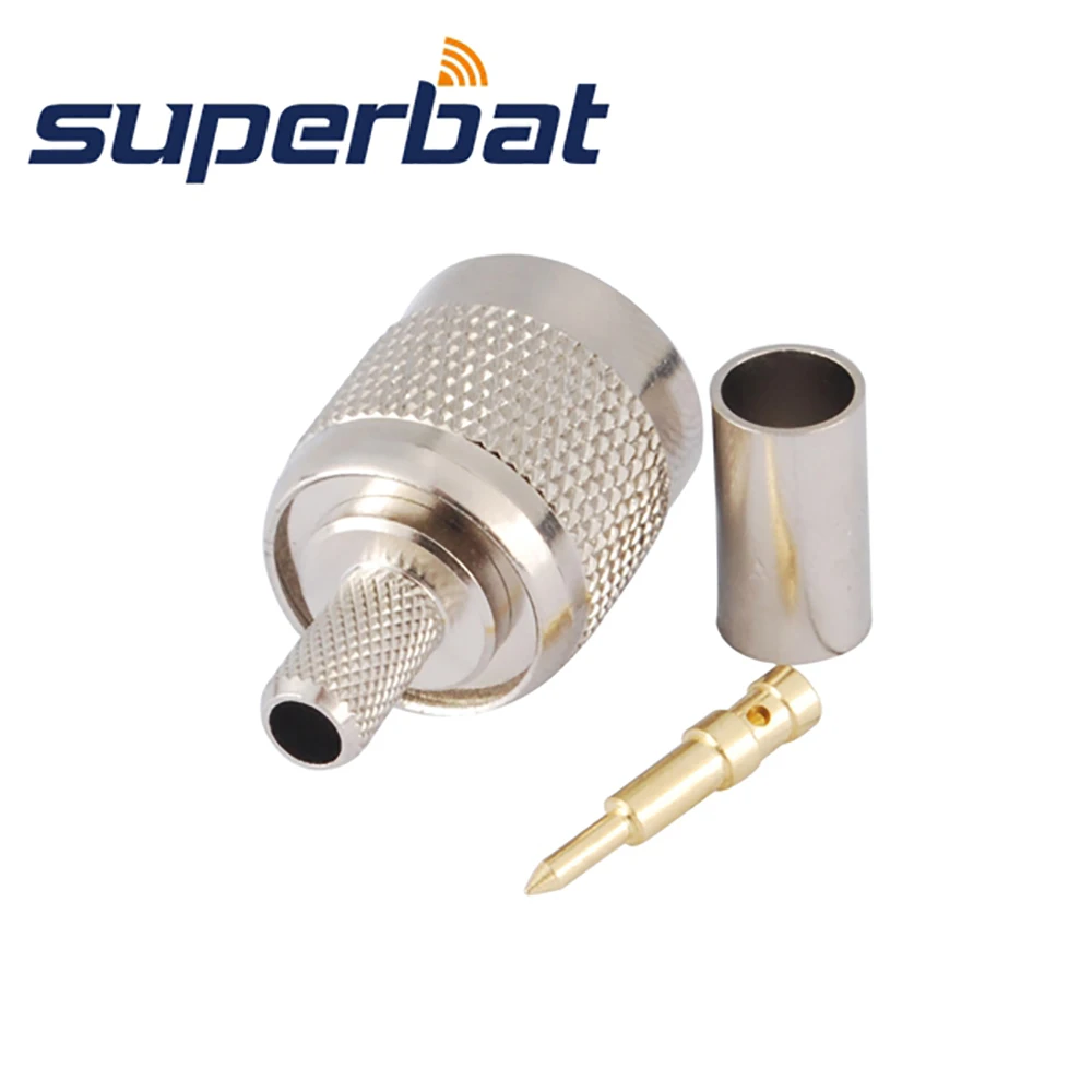 Superbat 10pcs TNC Crimp Male RF Coaxial Connector for Cable RG58 RG142,LMR195