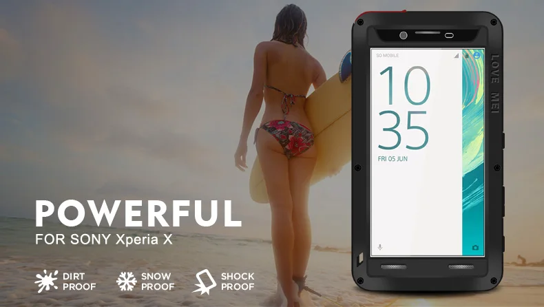 Водонепроницаемый чехол Love Mei для Sony Xperia X F5121 Жесткий противоударный алюминиевый
