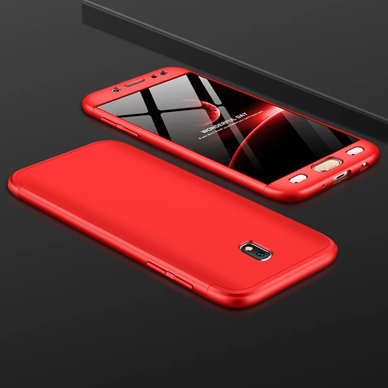Red Для samsung J3 J330F чехол J330 цветной матовый 360 градусов Полная защита жесткий чехол для samsung Galaxy J3 SM-J330F - Цвет: Red