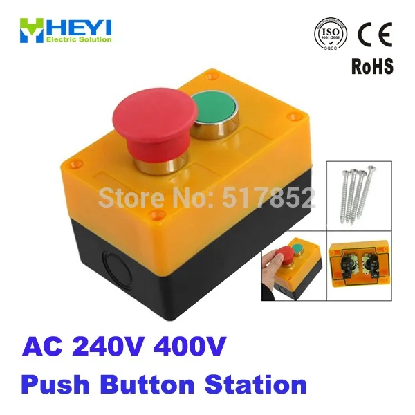 AC 240V 400V красный гриб зеленый плоский Мгновенный кнопочный переключатель