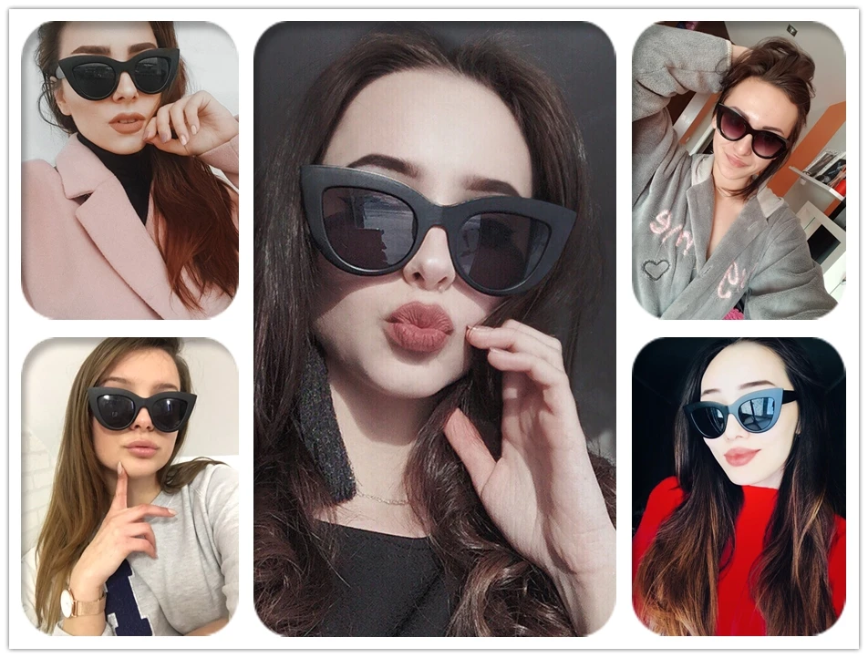 VRCHIC, Ретро стиль, толстая оправа, кошачий глаз, солнцезащитные очки для женщин, для девушек, фирменный дизайн, зеркальные линзы, солнцезащитные очки «кошачий глаз» для женщин, oculos de sol