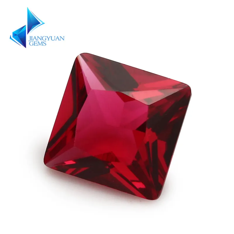 

Size 2x2~12x12mm Rose Red Color Princess Shape Loose Glass stone Beads Synthetic Gems