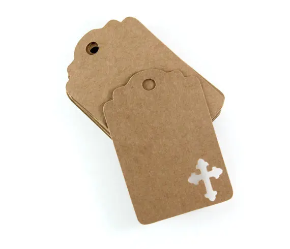 

Blank Kraft Baptism cross gift Tags Birthday baby shower wedding boys Party favor lables Brontosaurus cards