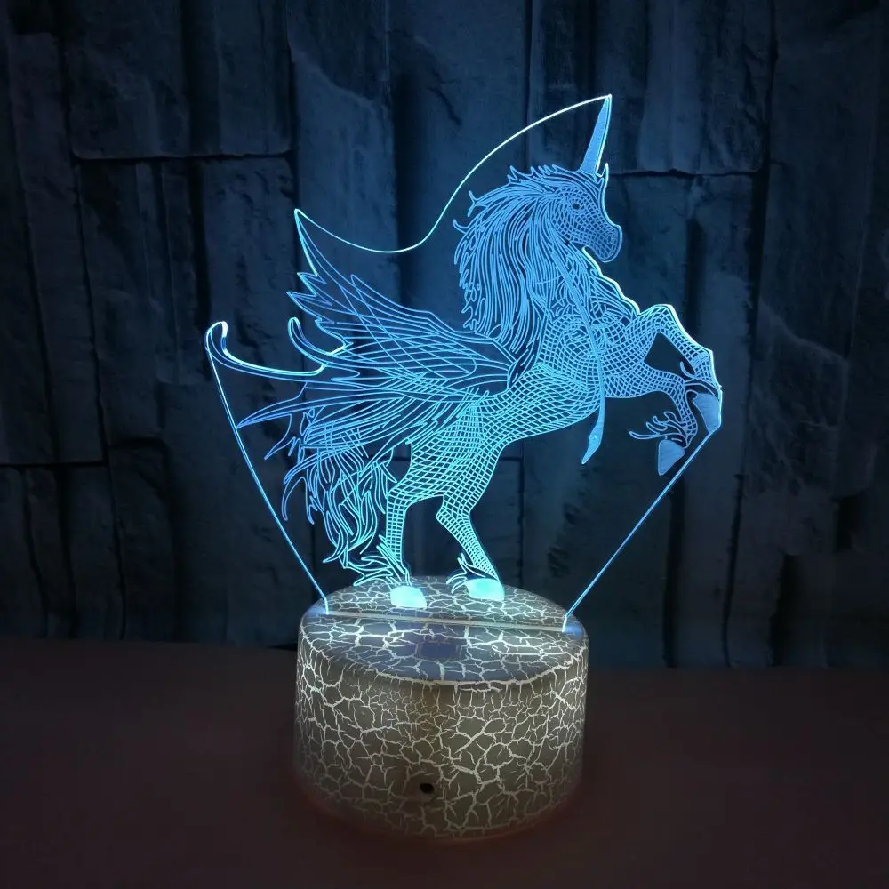 Светодиодный ночник Luminaria в виде единорога милая Настольная лампа с изменением 7