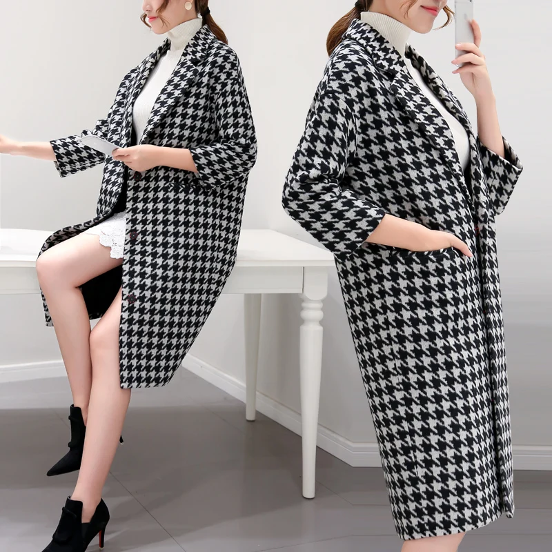 Женское шерстяное пальто длинное с отворотом в Корейском стиле 2019|women overcoat|women