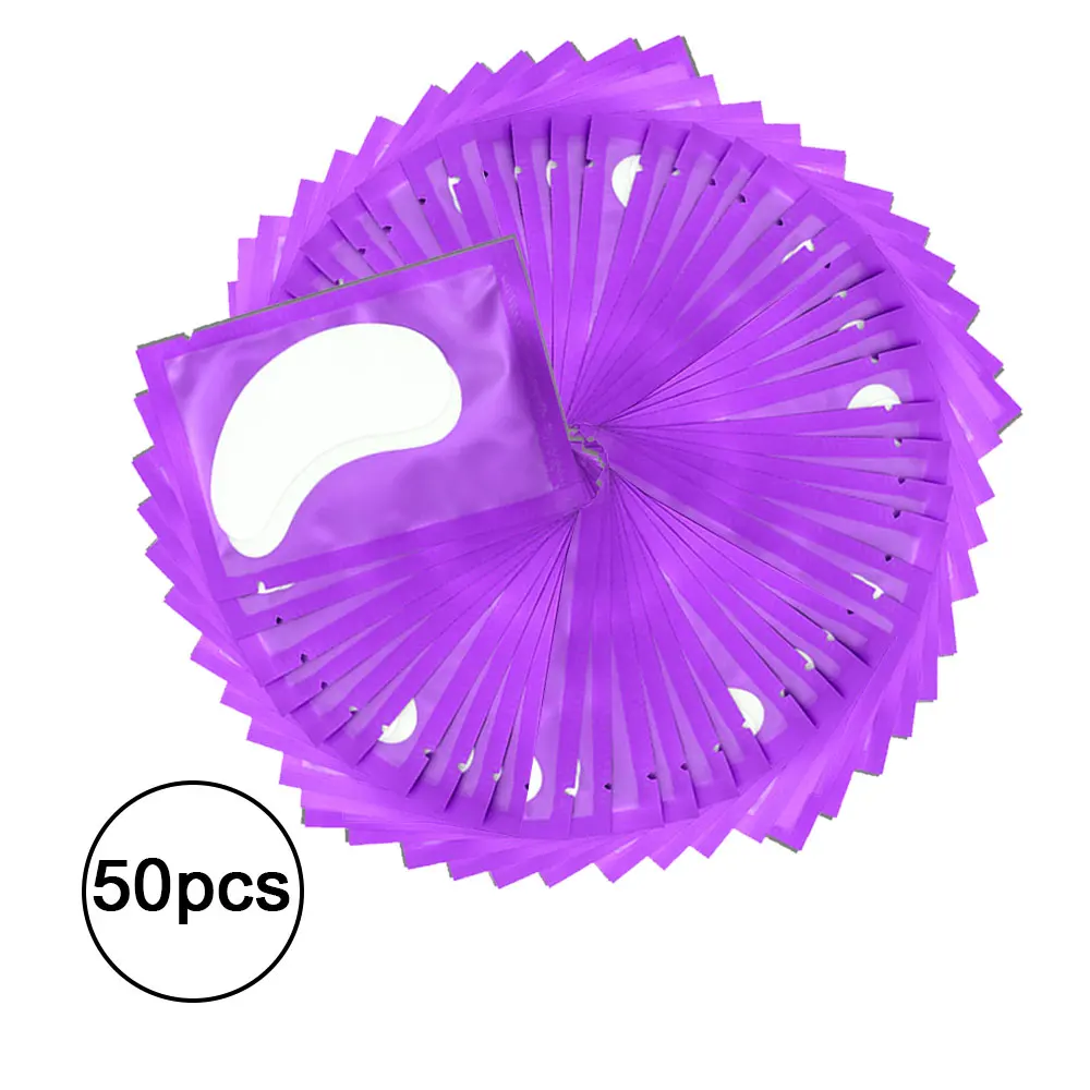 Purple 50pcs 10/20/50 пар Пластыри для наращивания ресниц кругов под глазами колодки Бумага патчи привитые глаз советы Стикеры обертывания инструменты для макияжа - Длина: Purple 50pcs
