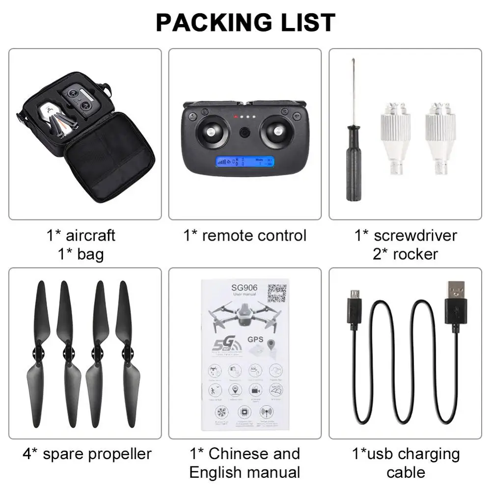 with bag Black SG906 Мини RC Дрон GPS 5G wifi FPV 4K двойная камера бесщеточный селфи складной Дрон Квадрокоптер HD жеста RC вертолет - Цвет: with bag Black