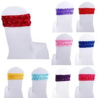 wholesale price satin rosette lycra chair band chair sash for wedding spandex chair cover sn1168
