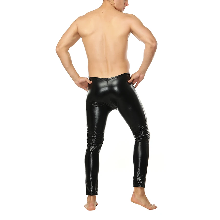 Новинка мужские обтягивающие кожаные брюки модные из искусственной кожи