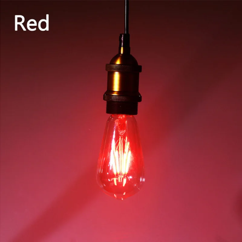 Red 4LED Kaguyahime, новинка, синий, красный, розовый, зеленый цвет, светодиодный светильник накаливания Эдисона ST64, COB, светодиодный светильник, лампа 220 В, E27, ретро, глобус, замена - Испускаемый цвет: Red 4LED