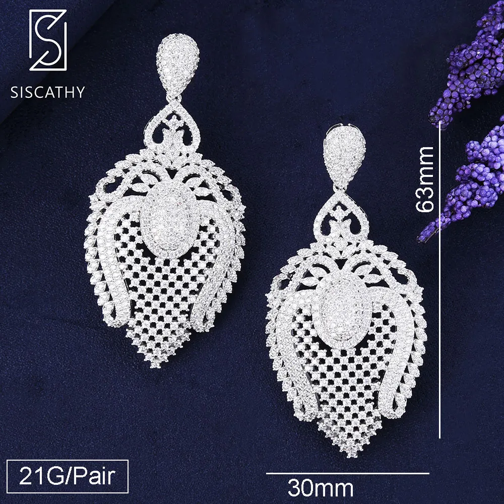 SISCATHY Роскошные полые серьги в виде капли воды крупные с кубическим цирконием ААА