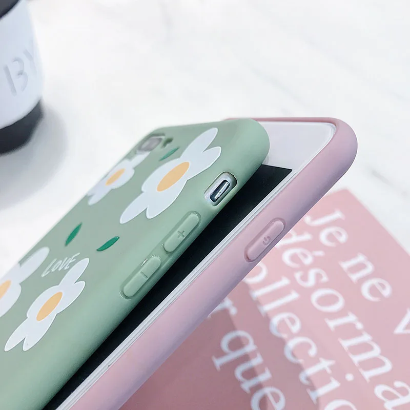 Милый чехол для телефона с цветами iPhone 7 8 6 S Plus мягкая задняя крышка из ТПУ Apple X XS MAX