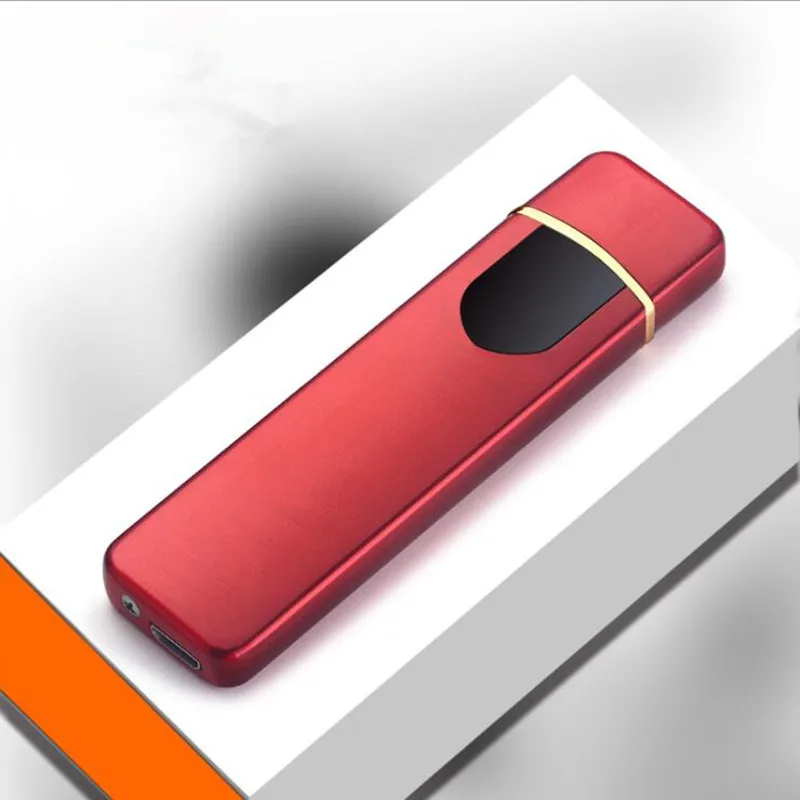 Usb зарядка сенсорный экран электронная зажигалка ветрозащитный беспламенный Электрический провод без газа прикуриватель бездымный супер зажигалки