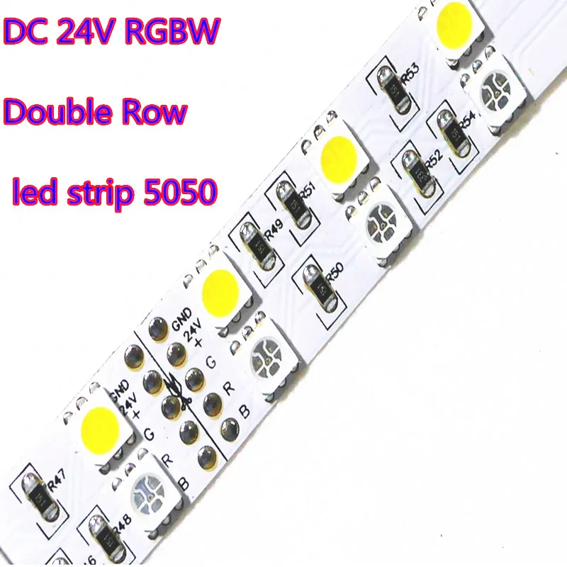 DC 24V 5M двухрядная RGBW Светодиодная лента RGB + белая/теплая белая гибкая
