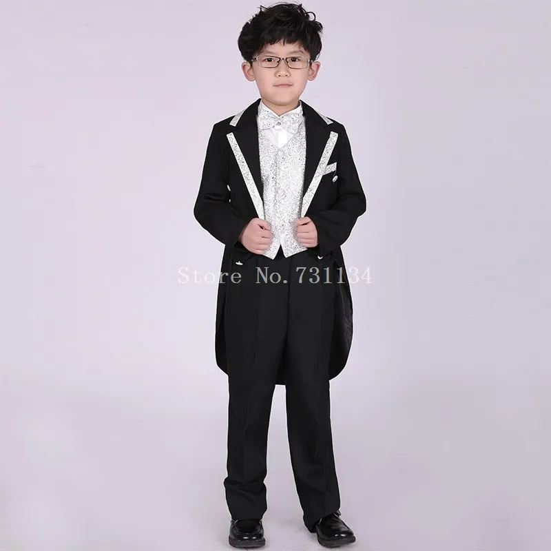 Детский костюм для выпускного черный/белый хвост наряды свадебные костюмы