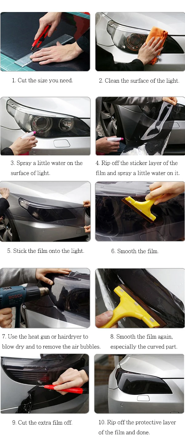 Автомобиль Diy Дым Туман свет фар Задний фонарь Оттенок Виниловая пленка лист