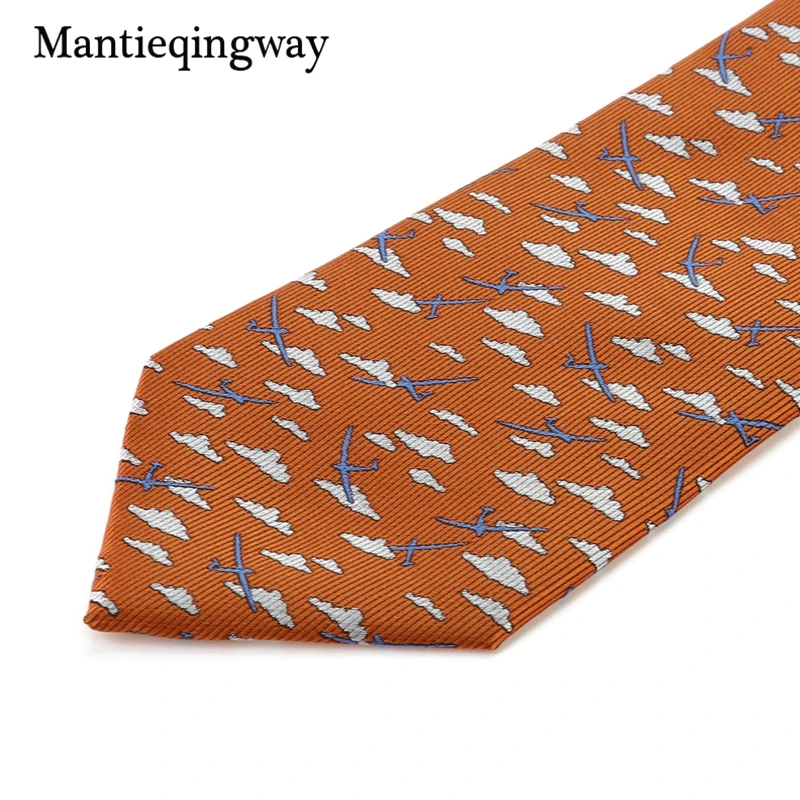 Mantieqingway облака печать галстук набор полиэстер платок запонки kravatte 8.5 см Широкий