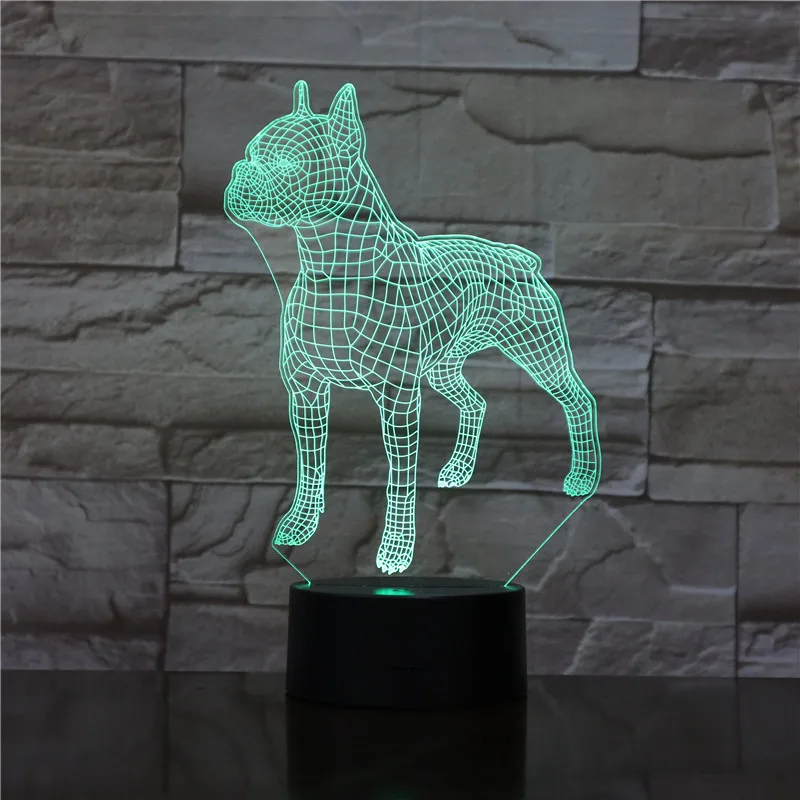 СВЕТОДИОДНЫЙ 3D светильник с оптической иллюзией Бультерьера ночник USB