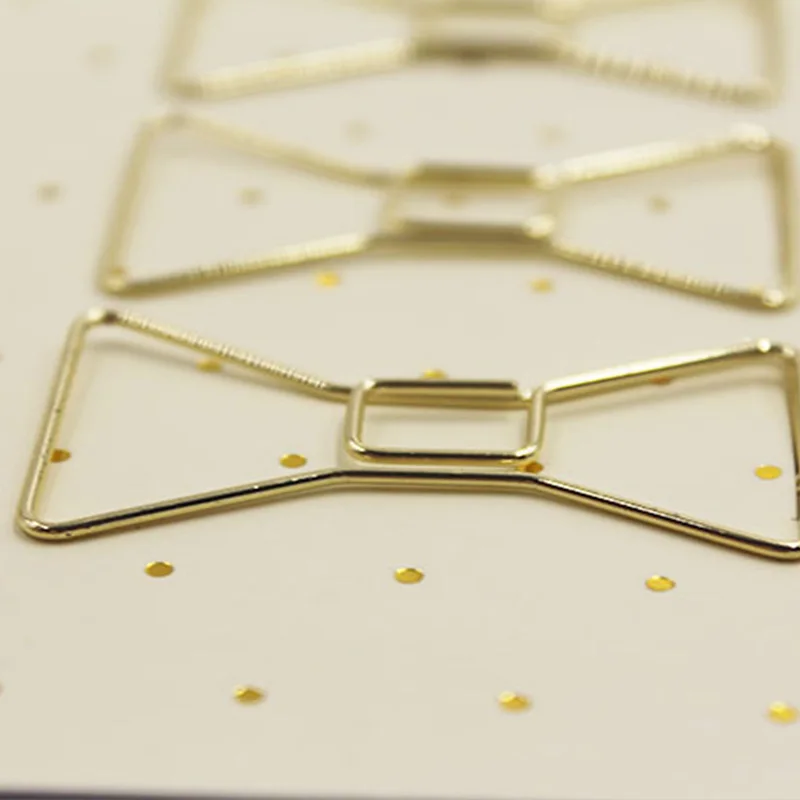 Lovedoki Cute Paper Clips Bookmark Gold Bow Clip Notebook Diy Accessories Bookend Metal School Office Supplies |