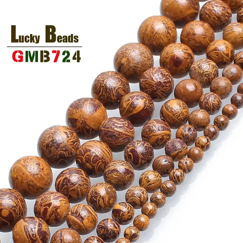 Бисер из натурального камня яшмы вокруг слона свободные шарики для изготовления