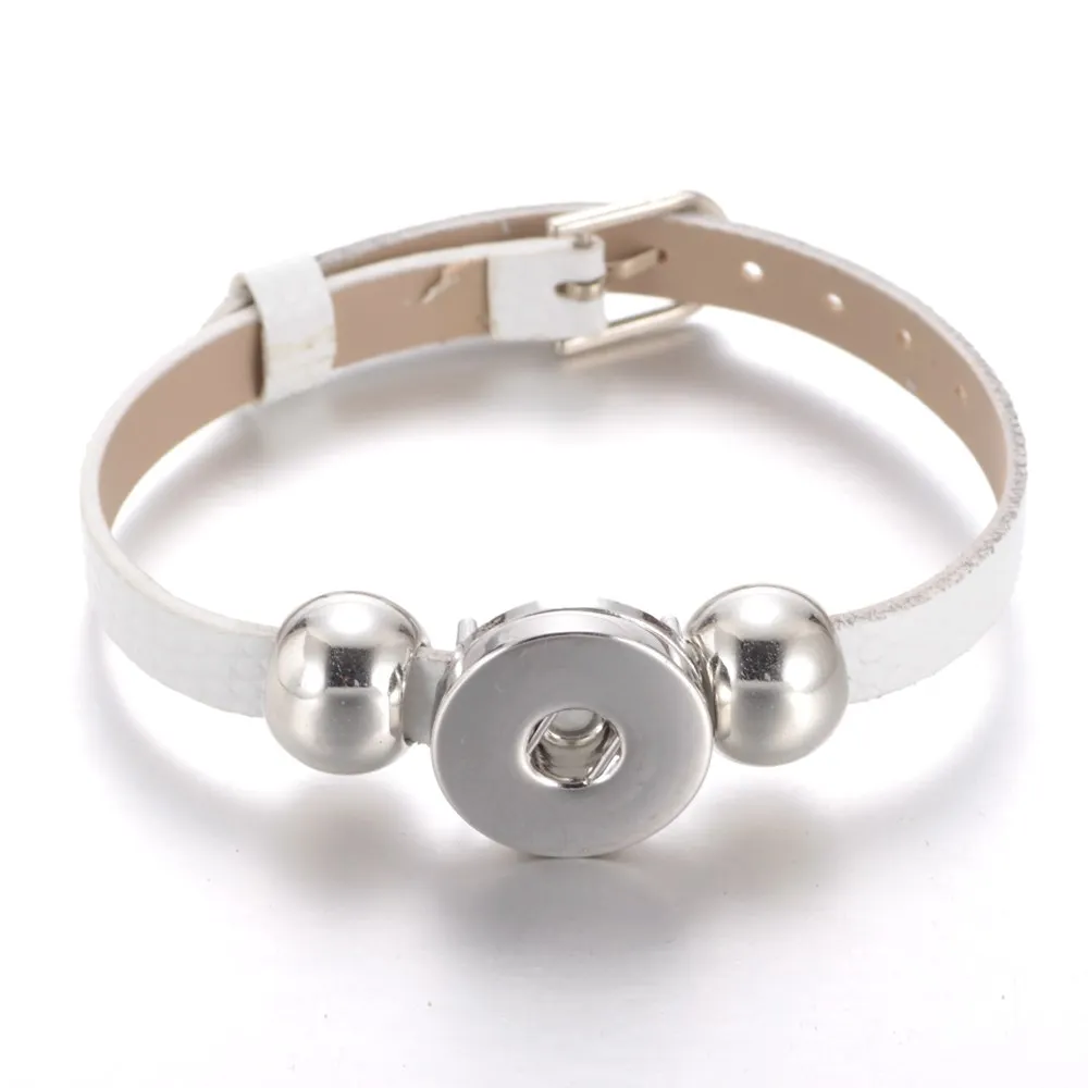 New Arrivals 15 Colors Cheaper PU Leather DIY Armband 18mm Snap Button Bracelet Jewelry SZ0281 - Окраска металла: SZ0281m