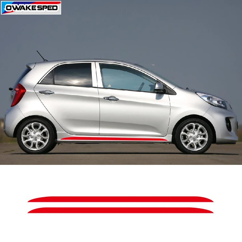 Углеродное волокно Спортивная дверь боковая юбка полосы для KIA Picanto утренний