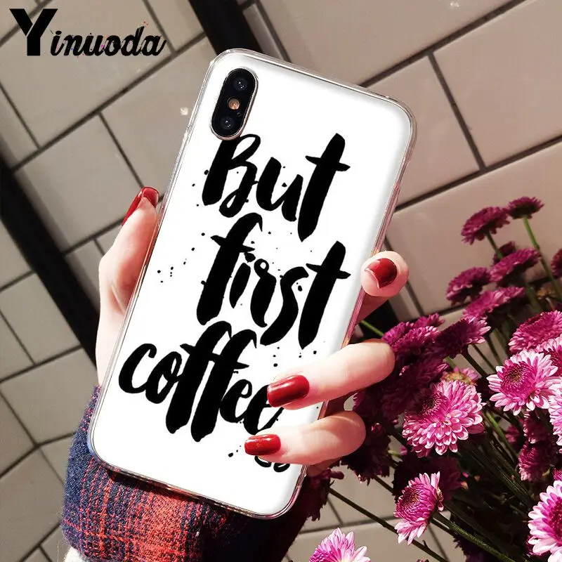 Yinuoda ОК но сначала кофе DIY Роскошный Высокий протектор на конце чехол для iPhone 5 5Sx 6 7