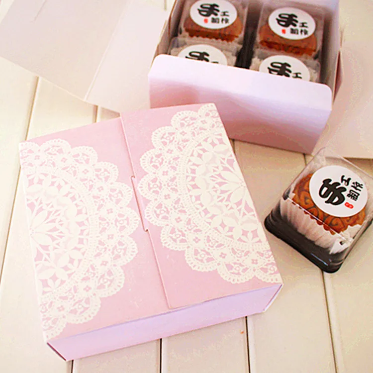 

Free shipping bakery package violet lace decoration cookie macaron packing box biscuit dessert boxes supply favors