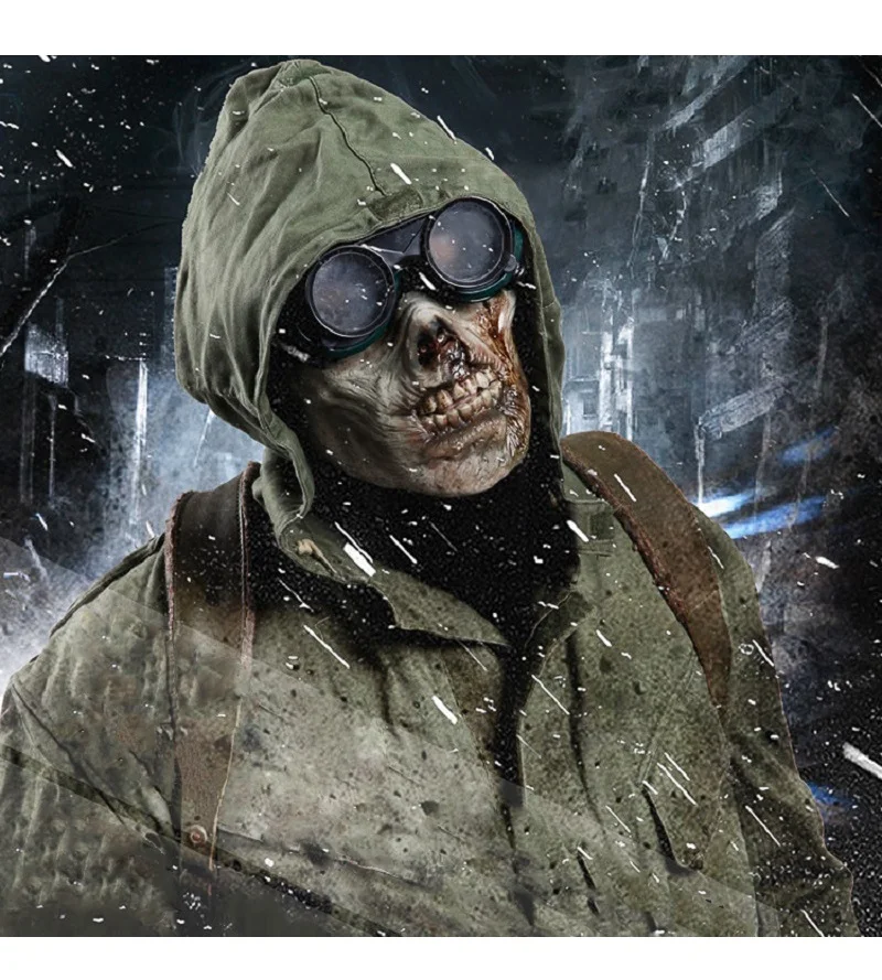 3D Unisex Half Face Cycling Mask Tactical Airsoft Protective Zombie Mask for Military Paintball Hunting CS Halloween Party Mask