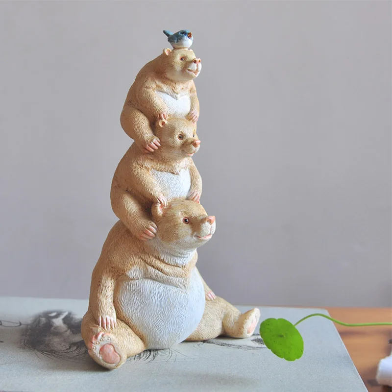Creative Cute Bear Resin Personality Lovely animal cartoon fairy garden miniature figurines arts and crafts gift home decoration | Дом и сад