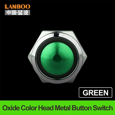 Green Oxide Head 12 мм кнопочный мини-переключатель с мгновенный или самоблокирующийся переключатель с многоцветной оксидной головкой - Цвет: Green Oxide Head