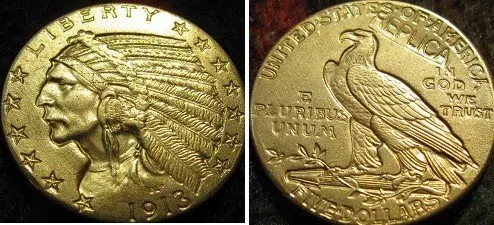 

$5 GOLD Indian Half Eagle 1913 copy coins