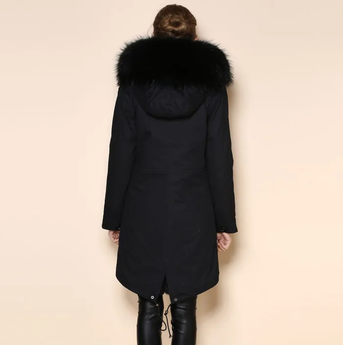 Модная черная парка из искусственного меха Женская нейтральная зимние пальто с
