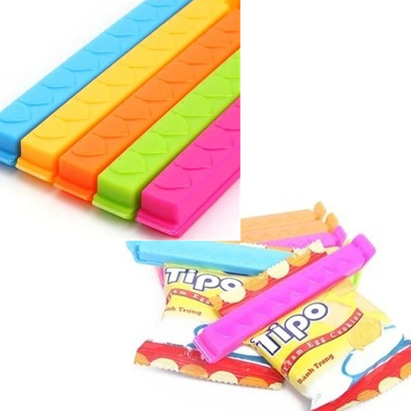 

20PCS/Lot Plastic Bag Clips 10.5x 1.3cm Kitchen Accessories Heart Printed Strip Shape Food Bags Clips Sealing Food Snacks Bags