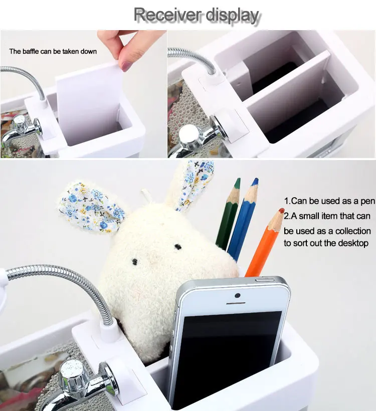 USB настольный мини аквариум черный/белый аквариум с ЖК-дисплей светодиодный экран лампа свет и часы аквариум