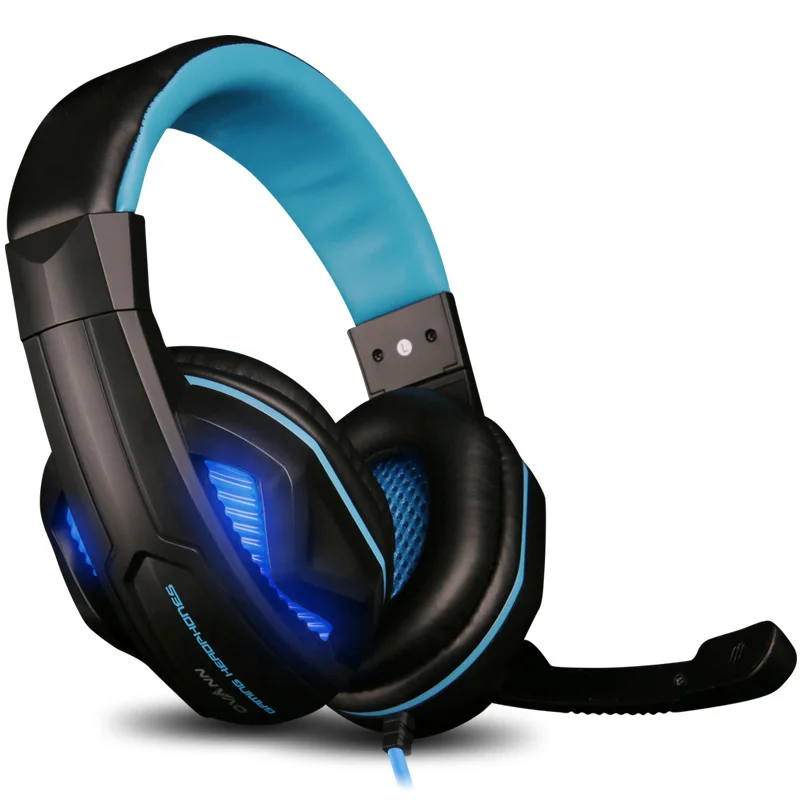 Профессиональный Компьютер синий свет LED Игры гарнитура наушники