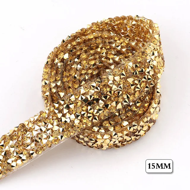 gold 1 ярд, упаковка, модные стразы, лента 15 мм, украшение из кристаллов, отделка для обуви DIY, свадебная одежда, колпачок, аксессуары, поставка - Цвет: gold