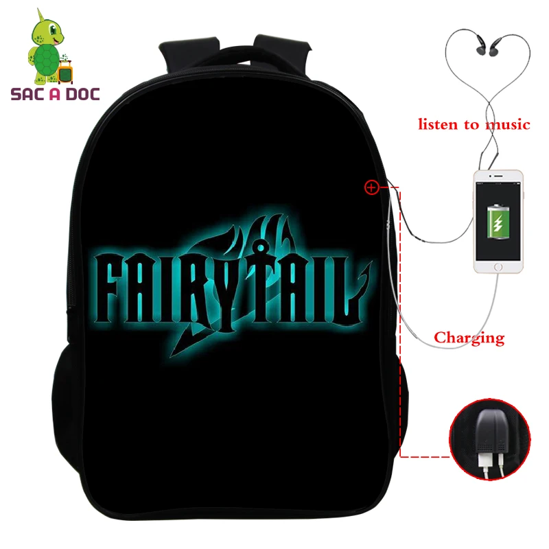 cool bags 16 дюймов рюкзак с хвостом Феи для подростков, школьные сумки для девочек и мальчиков, рюкзак через плечо, Сумка с usb зарядкой на молнии, сумка для книг, дорожные сумки - Цвет: cool bags