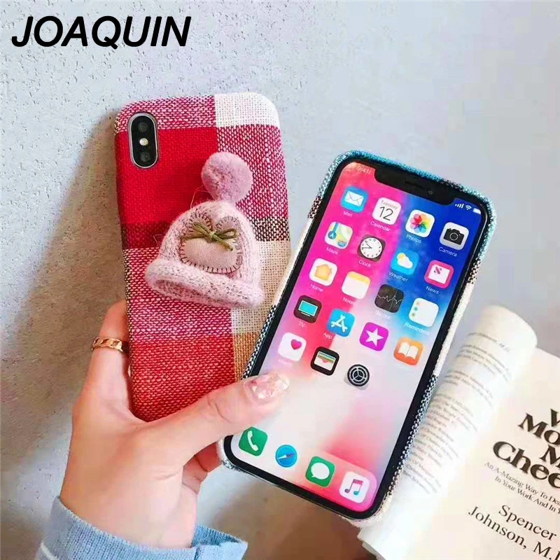 Рождественский подарок вязаная шапка чехол для телефона iPhone 6 6s 7 8 Plus милый